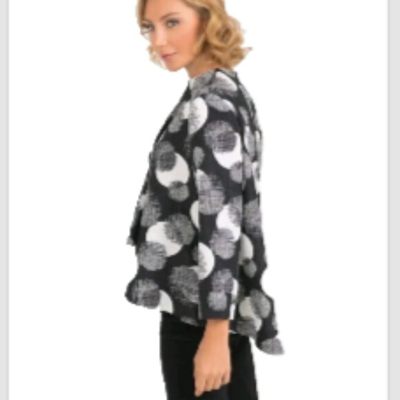 IC by Connie K Jacket Circle Textured Art-to-Wear Asymmetrical sz XXL Black Gray - Picture 10 of 17